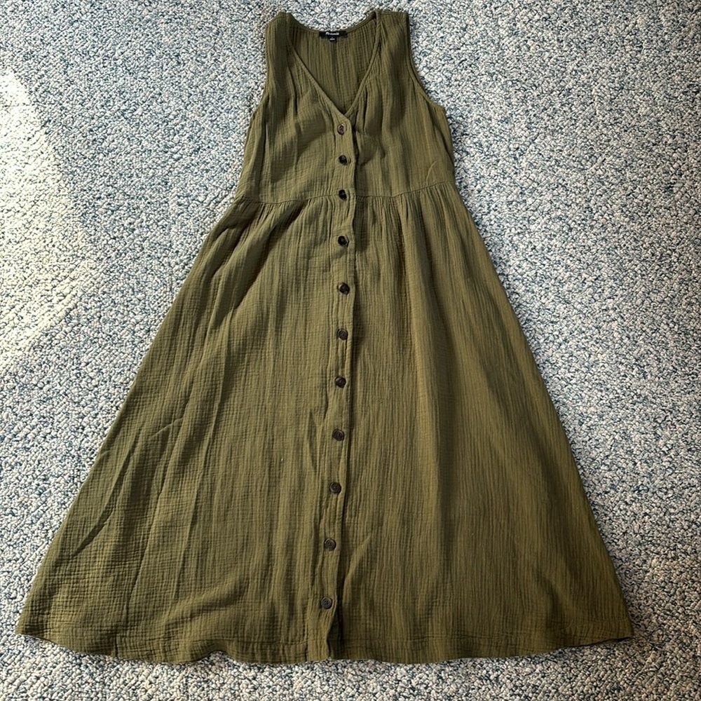 Madewell Linen Gauze Button Midi Dress